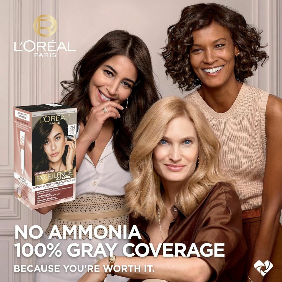 New Arrivals L'Oreal Paris | L'Oreal Paris Excellence Universal Nudes Permanent Hair Color, Ammonia Free Hair Dye For Gray Hair Coverage, 4N Natural Dark Brown, 1 Hair Dye Kit