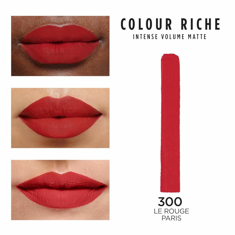 New Arrivals L'Oreal Paris | L'Oreal Paris Colour Riche Intense Volume Matte Lipstick, Lip Makeup Infused With Hyaluronic Acid For Up To 16Hr Wear, Le Rouge Paris, 0.06 Oz