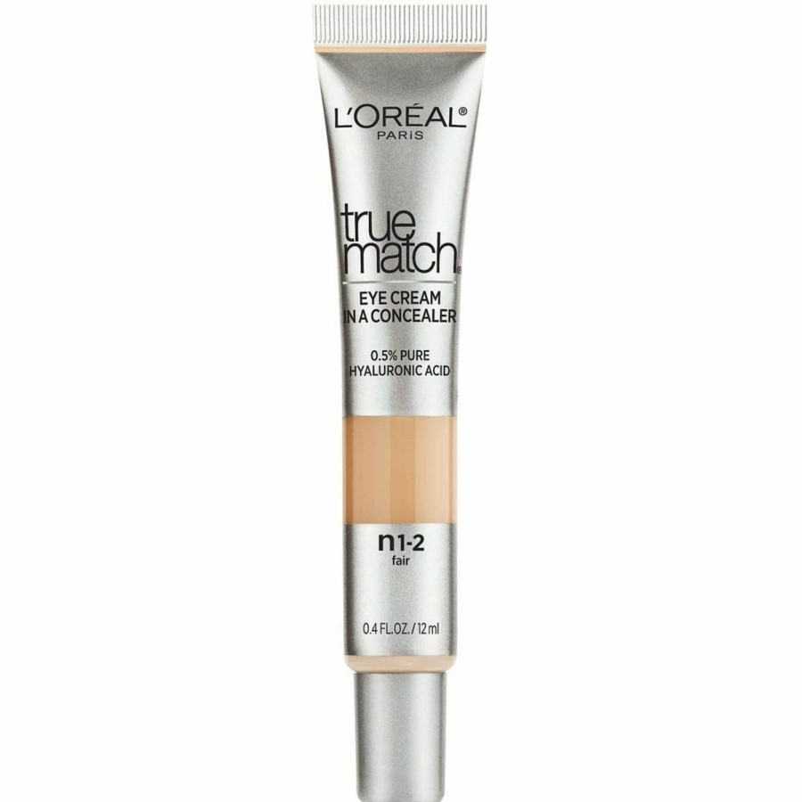 Beauty Essentials L'Oreal Paris | L'Oreal Paris True Match Eye Cream In A Concealer, 0.5% Hyaluronic Acid, Medium N5-6, 0.4 Fl. Oz.