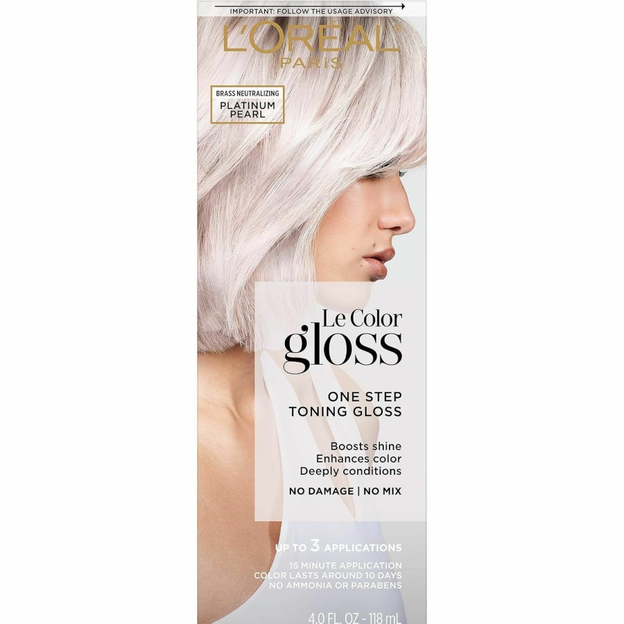 New Arrivals L'Oreal Paris | L'Oreal Paris Le Color Gloss One Step Toning Gloss, In-Shower Hair Toner With Deep Conditioning Treatment Formula For Gray Hair, Silver White, 1 Kit