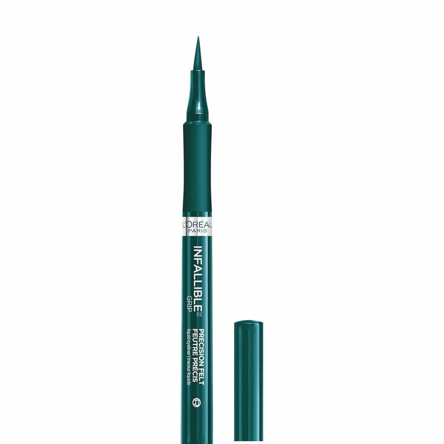 Makeup L'Oreal Paris | L'Oreal Paris Cosmetics Makeup Infallible Grip Precision Felt Eyeliner, Smudge Resistant, Long Lasting Waterproof Eyeliner, Green, Green, 0.03 Fl Oz