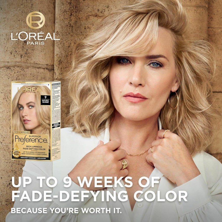 Hair Color L'Oreal Paris | L'Oreal Paris Superior Preference Fade-Defying + Shine Permanent Hair Color, 7.5A Medium Ash Blonde, Pack Of 2, Hair Dye