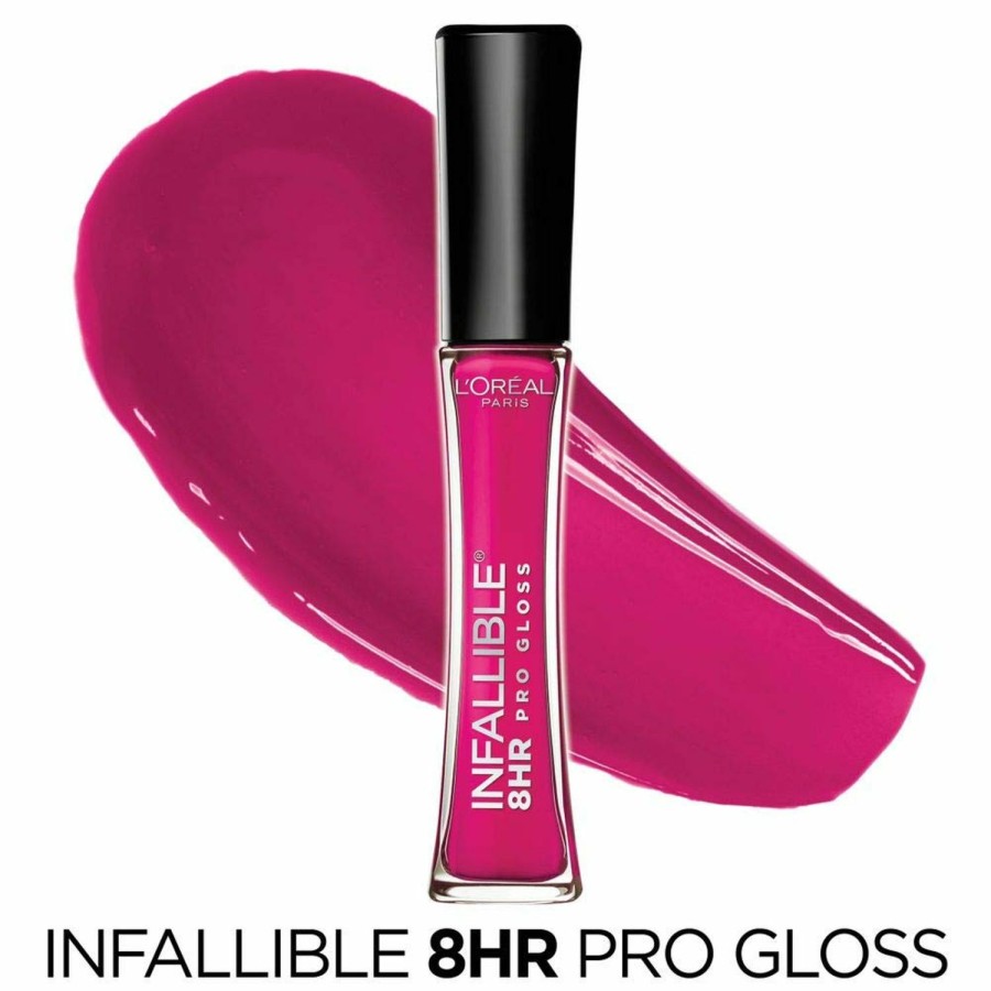 Makeup L'Oreal Paris | L'Oreal Paris Makeup Infallible 8 Hour Hydrating Lip Gloss, Cherry Flash, 0.21 Fl Oz