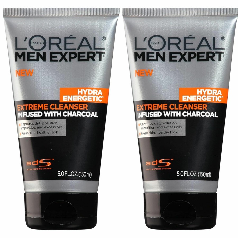 Skincare L'Oreal Paris | L'Oreal Paris Men Expert Hydra Energetic Daily Facial Cleanser With Charcoal, 2 Ct.