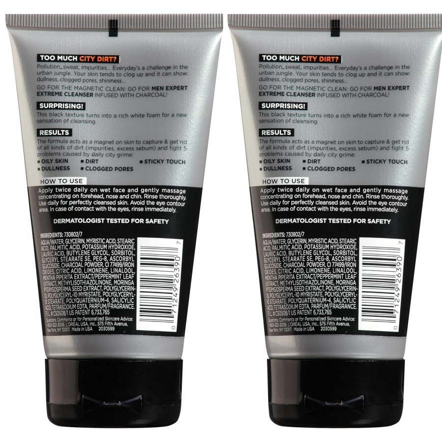 Skincare L'Oreal Paris | L'Oreal Paris Men Expert Hydra Energetic Daily Facial Cleanser With Charcoal, 2 Ct.