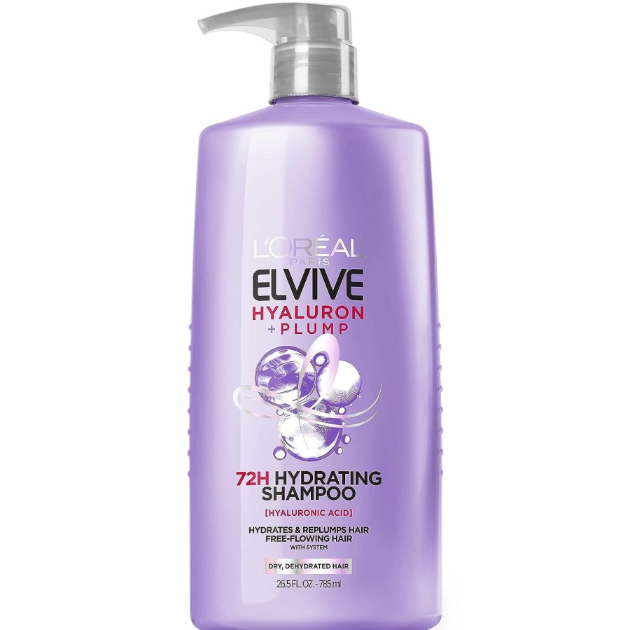 Hyaluron Hub L'Oreal Paris | L'Oreal Paris Elvive Hyaluron Plump Hydrating Shampoo For Dehydrated, Dry Hair Infused With Hyaluronic Acid Care Complex, Paraben-Free, 26.5 Fl Oz