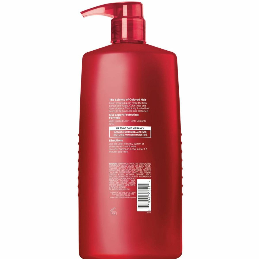 Beauty Essentials L'Oreal Paris | L'Oreal Paris Elvive Color Vibrancy Protecting Conditioner, For Color Treated Hair, Conditioner With Linseed Elixir And Anti-Oxidants, For Anti-Fade, High Shine, And Color Protection, 28 Fl Oz