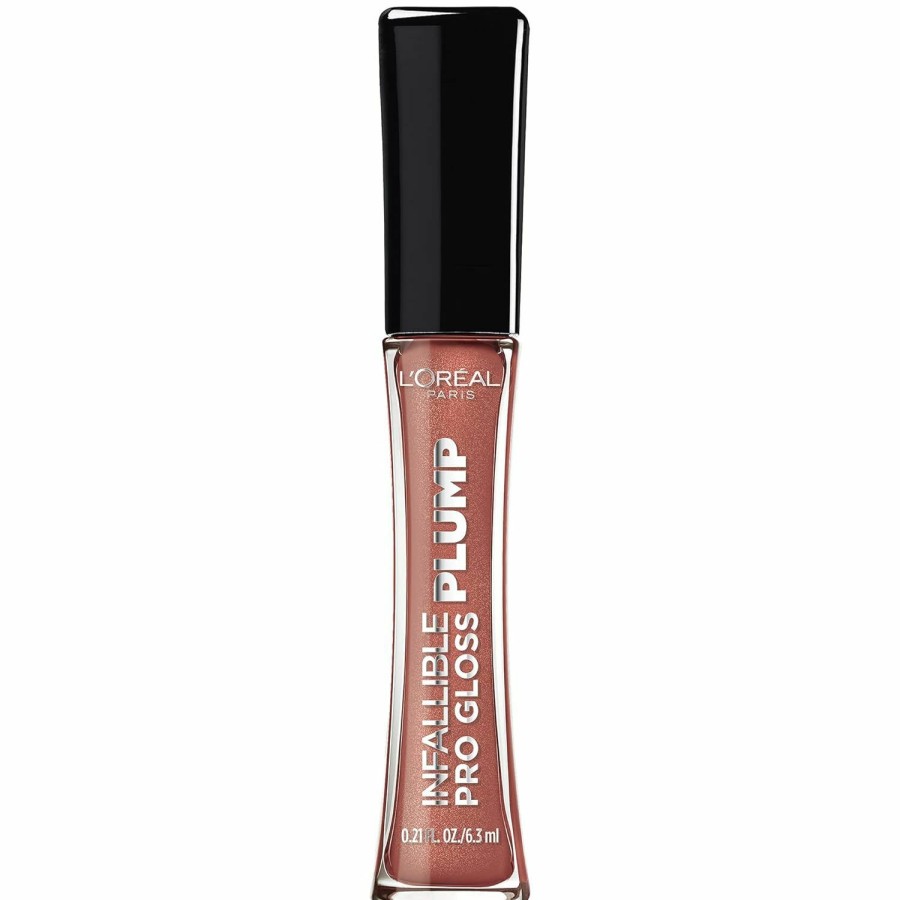 Makeup L'Oreal Paris | L'Oreal Paris Infallible Pro Gloss Plump Lip Gloss With Hyaluronic Acid, Long Lasting Plumping Shine, Lips Look Instantly Fuller And More Plump, Sunlit Shimmer, 0.21 Fl. Oz.