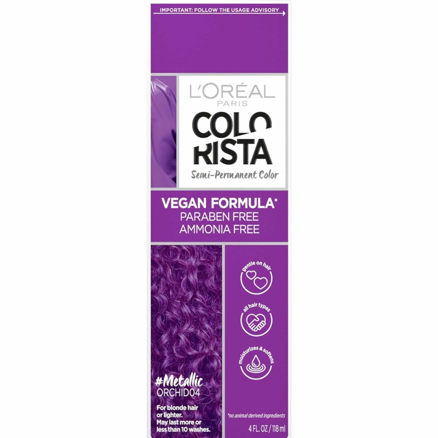 Hair Color L'Oreal Paris | L'Oreal Paris Colorista Metallic Semi Permanent Hair Color For Bleached Or Blonde Hair, Color Depositing Hair Mask Formula, Purple