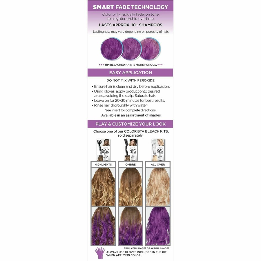 Hair Color L'Oreal Paris | L'Oreal Paris Colorista Metallic Semi Permanent Hair Color For Bleached Or Blonde Hair, Color Depositing Hair Mask Formula, Purple