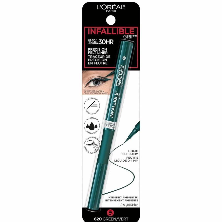 Makeup L'Oreal Paris | L'Oreal Paris L'Oreal Paris Makeup Infallible Grip Precision Felt Eyeliner, Smudge Resistant, Long Lasting Waterproof Eyeliner, Brown, Brown, 0.03 Fl Oz