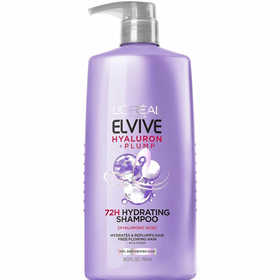 New Arrivals L'Oreal Paris | L'Oreal Paris Elvive Hyaluron Plump Hydrating Shampoo For Dehydrated, Dry Hair Infused With Hyaluronic Acid Care Complex, Paraben-Free, 12.6 Fl Oz