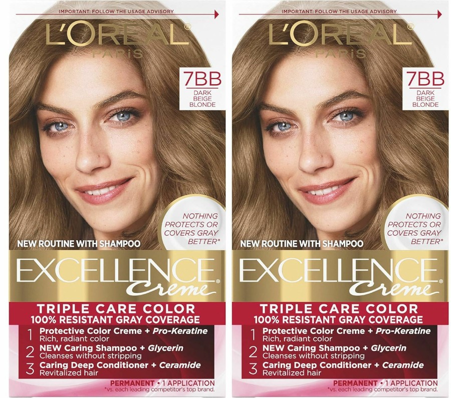 Hair Color L'Oreal Paris | L'Oreal Paris Excellence Creme Permanent Triple Care Hair Color, 9 Light Natural Blonde, Gray Coverage For Up To 8 Weeks, All Hair Types, Pack Of 1