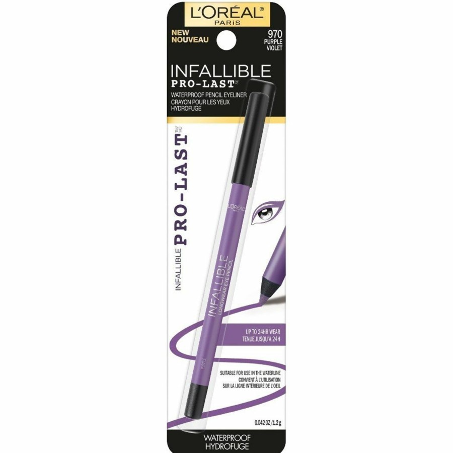 Makeup L'Oreal Paris | L'Oreal Paris Makeup Infallible Pro-Last Pencil Eyeliner, Waterproof And Smudge-Resistant, Glides On Easily To Create Any Look, Purple, 0.042 Oz.