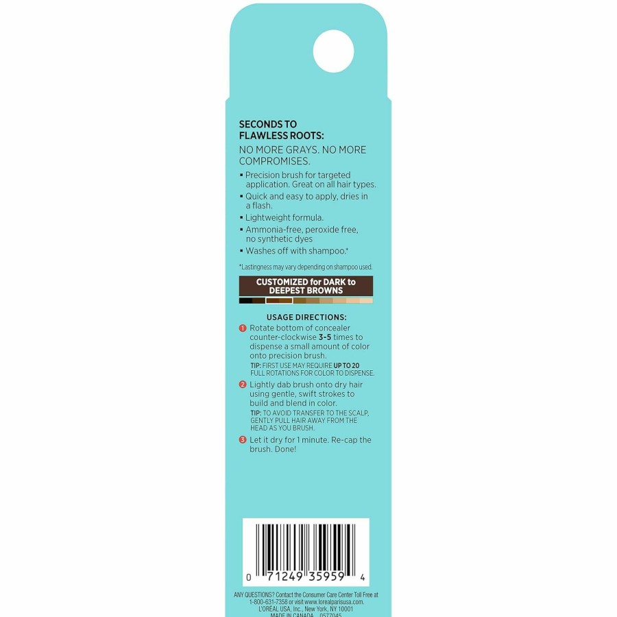 Hair Color L'Oreal Paris | L'Oreal Paris Magic Root Precision Temporary Gray Hair Color Concealer Brush, 4 Dark Brown, 0.05 Fl; Oz.