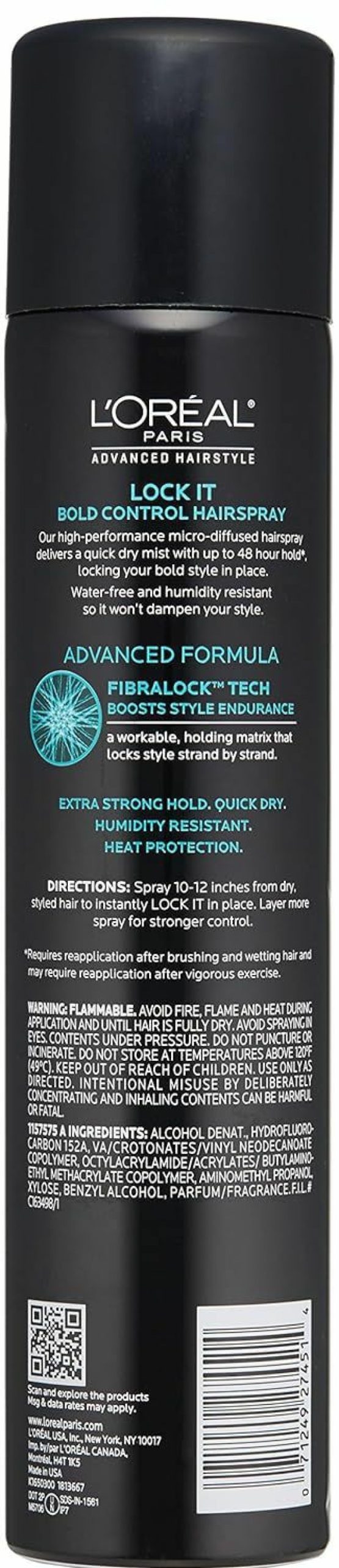 Hair Care L'Oreal Paris | L'Oreal Paris Advanced Hairstyle Lock It Bold Control Hairspray 8.25 Ounce