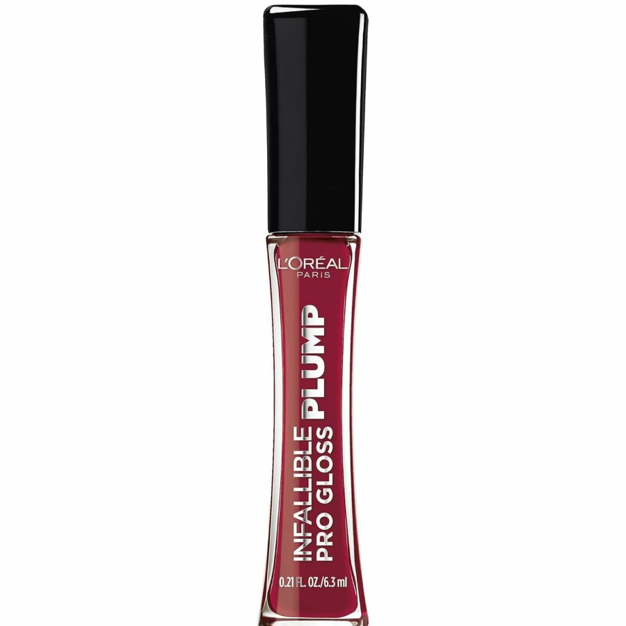 Makeup L'Oreal Paris | L'Oreal Paris Infallible Pro Gloss Plump Lip Gloss With Hyaluronic Acid, Long Lasting Plumping Shine, Lips Look Instantly Fuller And More Plump, Ruby Sheen, 0.21 Fl. Oz.