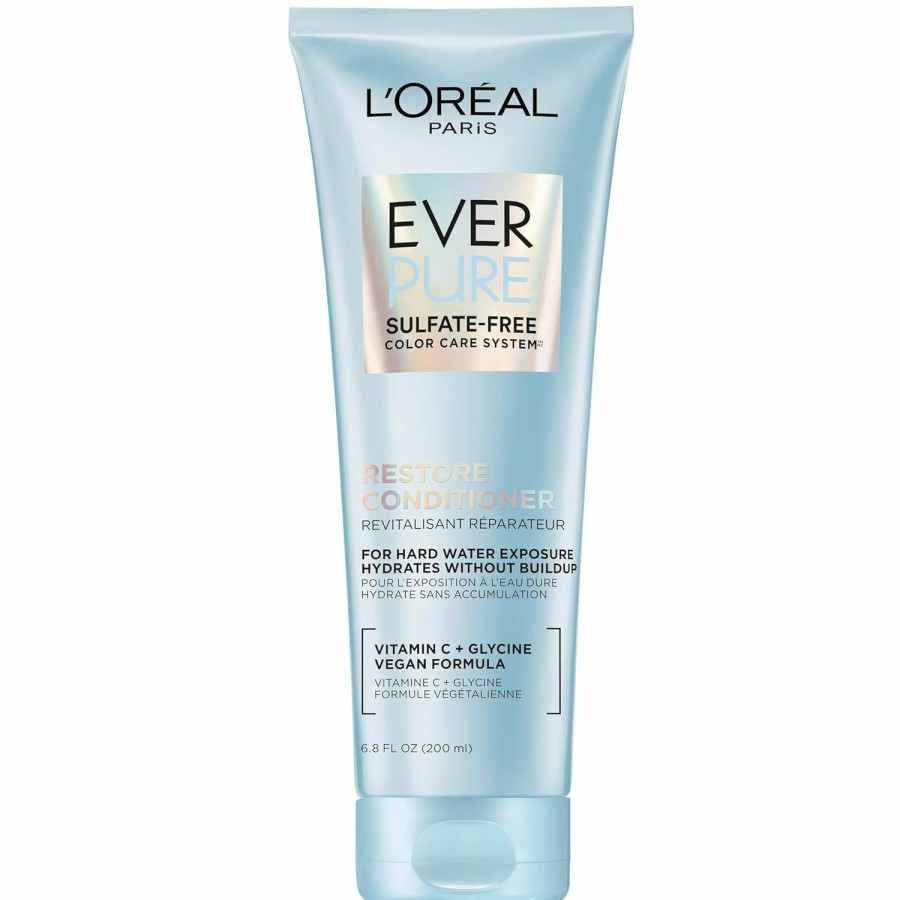 New Arrivals L'Oreal Paris | L'Oreal Paris Restore Sulfate Free Conditioner With Antioxidants, Moisturizing Conditioner For Hard Water Exposure And Styling Build-Up, Everpure, 6.8 Fl Oz