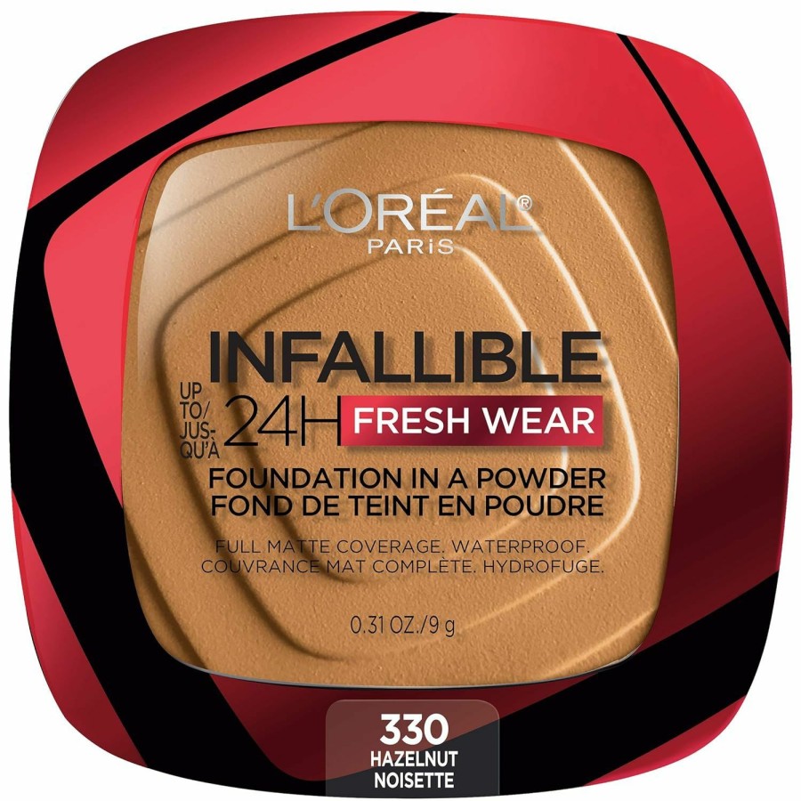 Beauty Essentials L'Oreal Paris | L'Oreal Paris Makeup Infallible Fresh Wear Foundation In A Powder, Up To 24H Wear, Waterproof, Ivory Buff, 0.31 Oz.