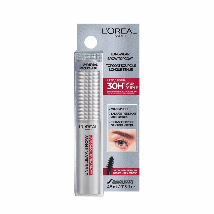 Makeup L'Oreal Paris | L'Oreal Paris Unbelieva-Brow Longwear Eyebrow Topcoat, Waterproof, Smudge-Resistant, Transfer- Proof, Quick Drying, Easy And Quick Application With Precise Brush, Universal Transparent, 0.15 Fl. Oz.