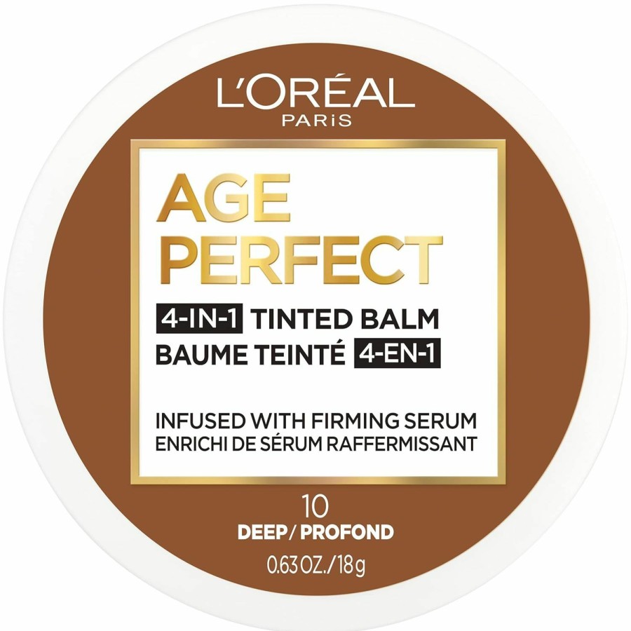 Age Perfect L'Oreal Paris | L'Oreal Paris Age Perfect 4-In-1 Tinted Face Balm Foundation With Firming Serum, Deep 10, 0.61 Ounce