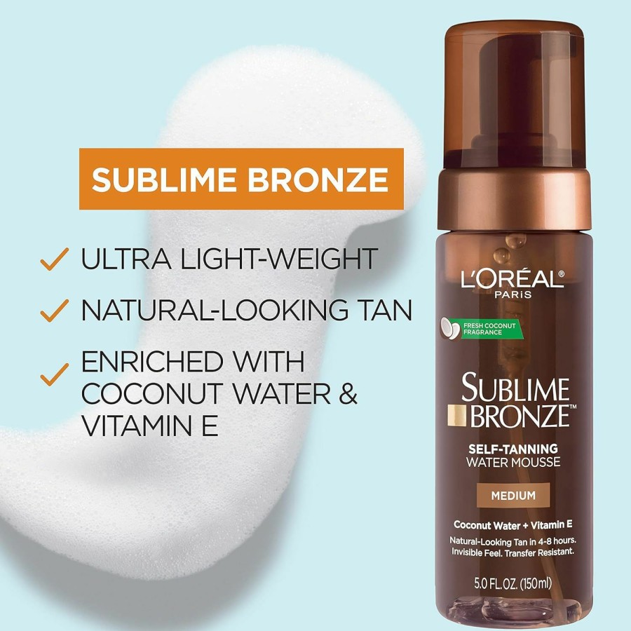 Skincare L'Oreal Paris | L'Oreal Paris Sublime Bronze Self Tanning Water Mousse, Streak-Free Natural Looking Tan, 5 Fl. Oz