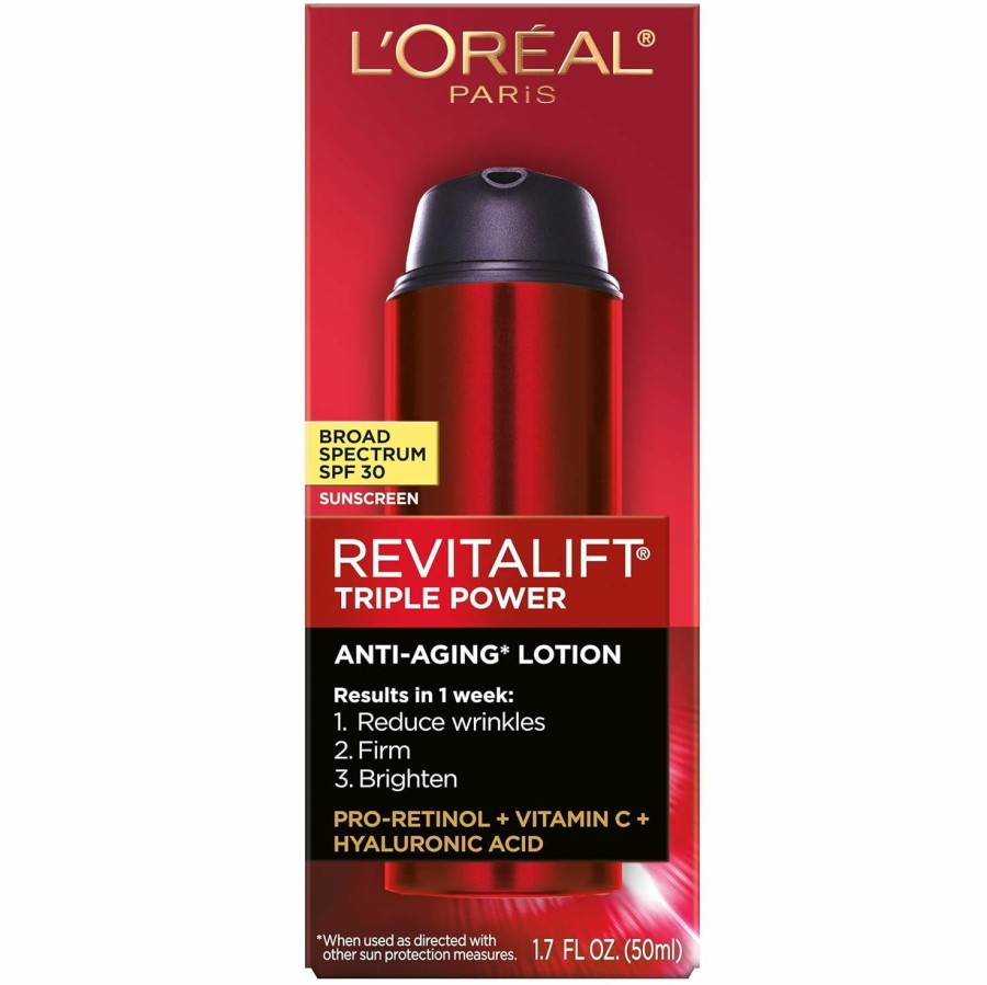 Best Sellers L'Oreal Paris | L'Oreal Paris Revitalift Triple Power Anti-Aging Face Moisturizer, Pro Retinol, Hyaluronic Acid & Vitamin C To Reduce Wrinkles, Firm & Brighten Skin, 1.7 Oz