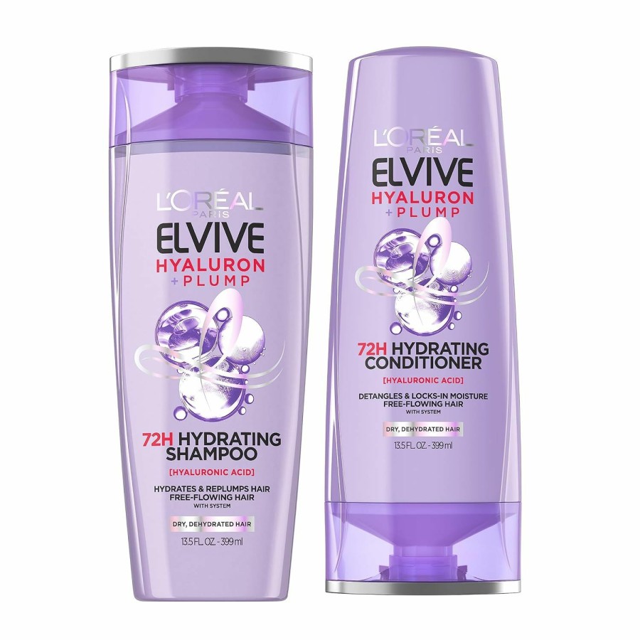 Hair Care L'Oreal Paris | L'Oreal Paris Elvive Hyaluron Plump Shampoo And Conditioner Set For Dehydrated, Dry Hair With Hyaluronic Acid Care Complex, 1 Kit (2 Products)