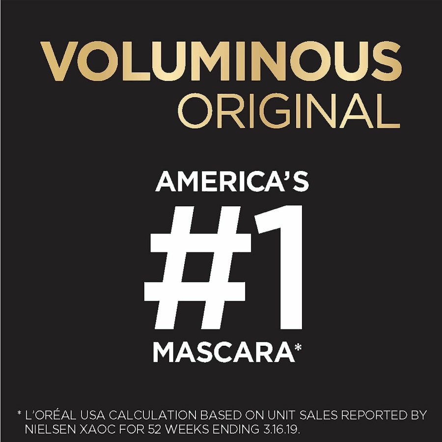 Beauty Essentials L'Oreal Paris | L'Oreal Paris Makeup Voluminous Original Waterproof Mascara, Black Brown, 0.28 Fl Oz (Pack Of 2)