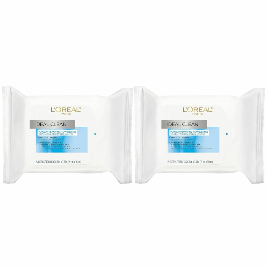 Skincare L'Oreal Paris | L'Oreal Paris Ideal Clean Makeup Removing Towelettes And Gentle Face Cleansing Wipes With Vitamin E, 2 Count