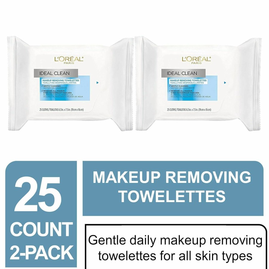 Skincare L'Oreal Paris | L'Oreal Paris Ideal Clean Makeup Removing Towelettes And Gentle Face Cleansing Wipes With Vitamin E, 2 Count