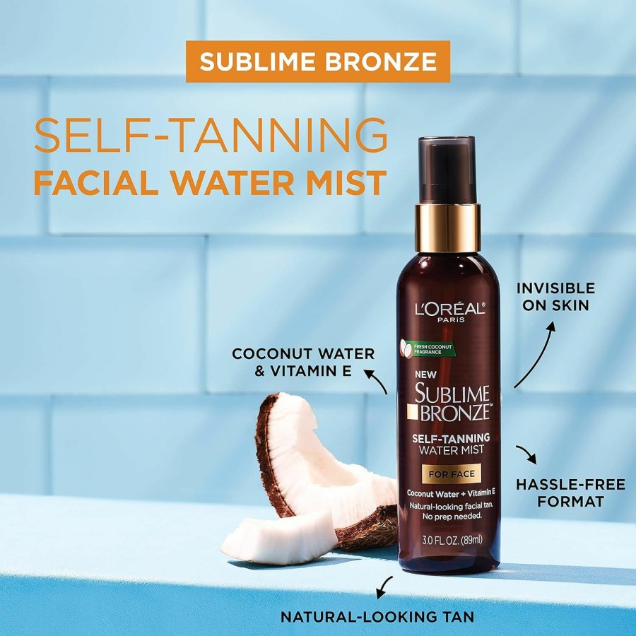 Skincare L'Oreal Paris | L'Oreal Paris Sublime Bronze Self Tanning Facial Mist, Water-Based Formula, Coconut Water & Vitamin E, 3 Fl. Oz