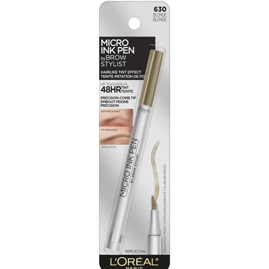 Makeup L'Oreal Paris | L'Oreal Paris Micro Ink Pen By Brow Stylist, Longwear Brow Tint, Hair-Like Effect, Up To 48Hr Wear, Precision Comb Tip, Blonde, 0.033 Fl; Oz.