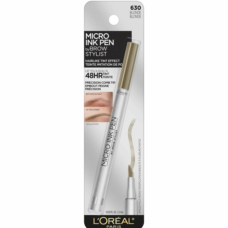 Makeup L'Oreal Paris | L'Oreal Paris Micro Ink Pen By Brow Stylist, Longwear Brow Tint, Hair-Like Effect, Up To 48Hr Wear, Precision Comb Tip, Dark Brunette, 0.033 Fl; Oz.