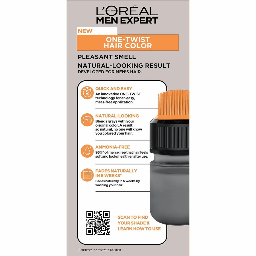 Hair Color L'Oreal Paris | L'Oreal Paris Men Expert One Twist Mess Free Permanent Hair Color, Mens Hair Dye To Cover Grays, Easy Mix Ammonia Free Application, Dark Brown 03, 1 Application Kit