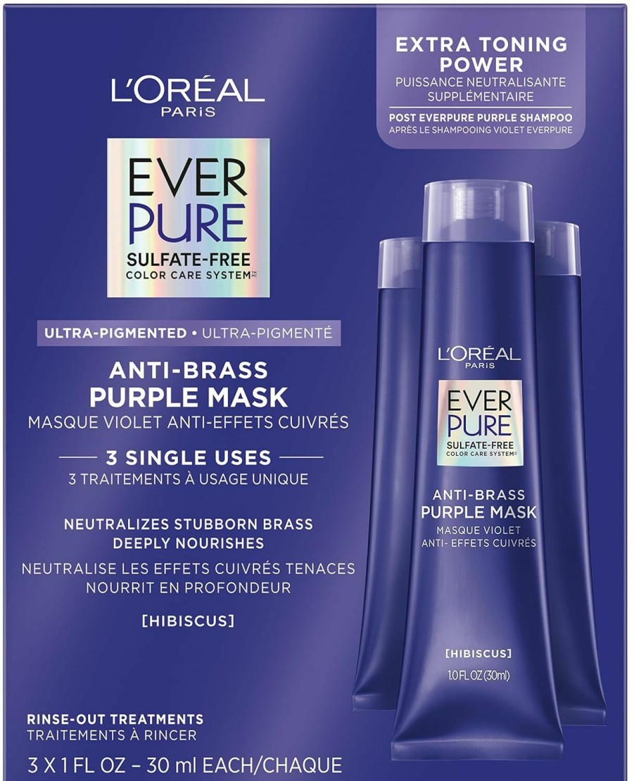 Hair Care L'Oreal Paris | L'Oreal Paris Everpure Ultra Pigmented Anti Brass Purple Rinse-Out Mask For Bleached, Blonde Or Highlighted Hair, 3 Ounce