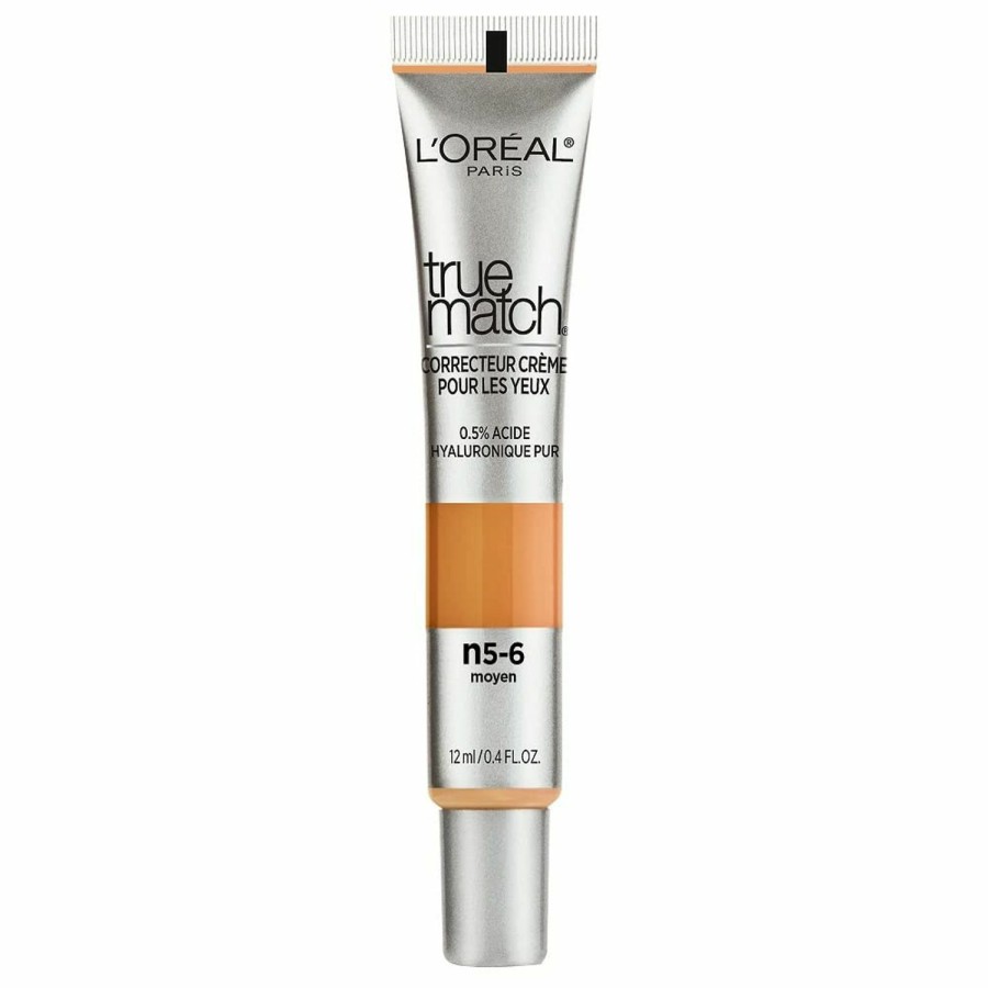 Beauty Essentials L'Oreal Paris | L'Oreal Paris True Match Eye Cream In A Concealer, 0.5% Hyaluronic Acid, Medium N5-6, 0.4 Fl. Oz.