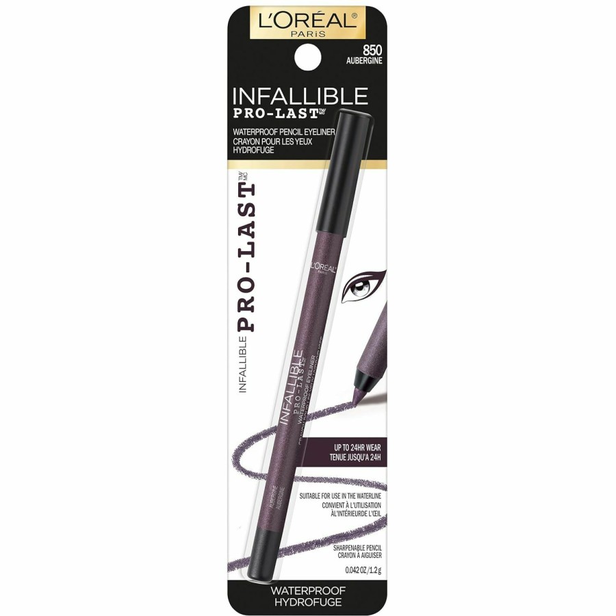 Makeup L'Oreal Paris | L'Oreal Paris Makeup Infallible Pro-Last Pencil Eyeliner, Waterproof And Smudge-Resistant, Glides On Easily To Create Any Look, Aubergine, 0.042 Oz.