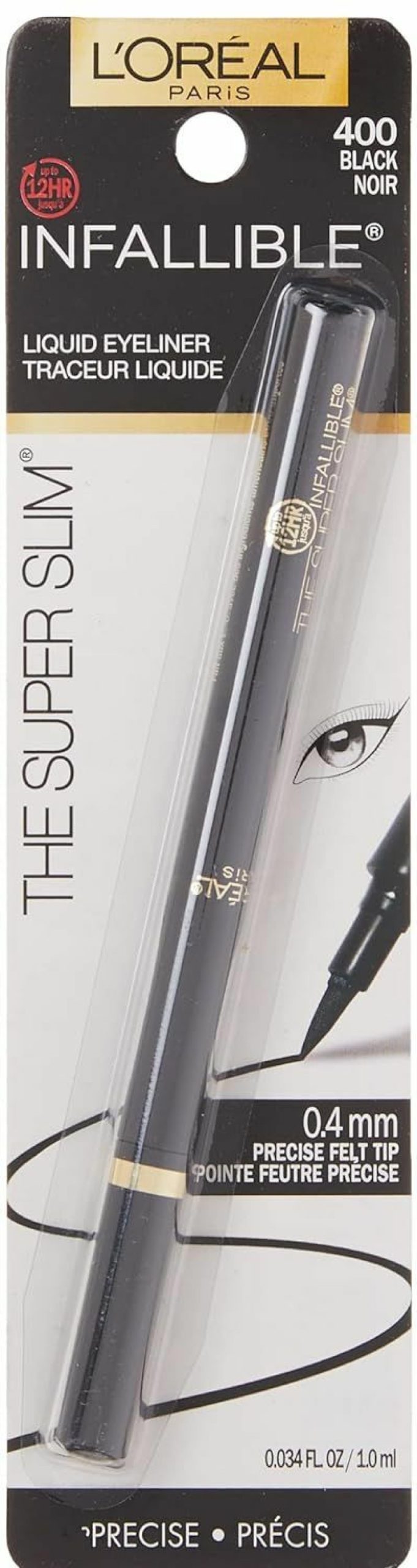 Makeup L'Oreal Paris | L'Oreal Paris Makeup Infallible Super Slim Long-Lasting Liquid Eyeliner, Ultra-Fine Felt Tip, Quick Drying Formula, Glides On Smoothly, Black, Pack Of 1