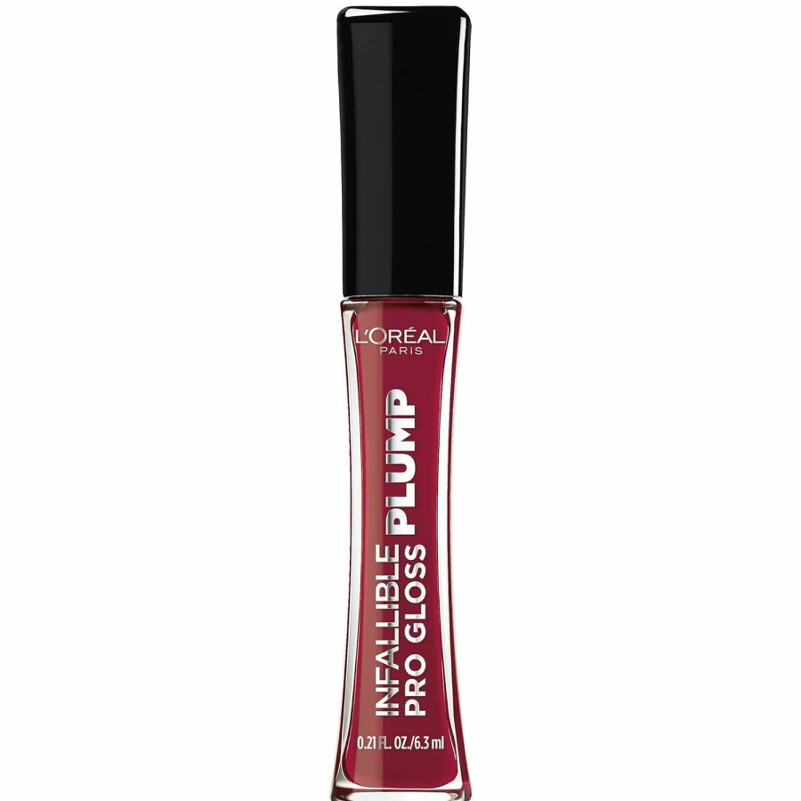 Makeup L'Oreal Paris | L'Oreal Paris Infallible Pro Gloss Plump Lip Gloss With Hyaluronic Acid, Long Lasting Plumping Shine, Lips Look Instantly Fuller And More Plump, Mirror, 0.21 Fl. Oz.