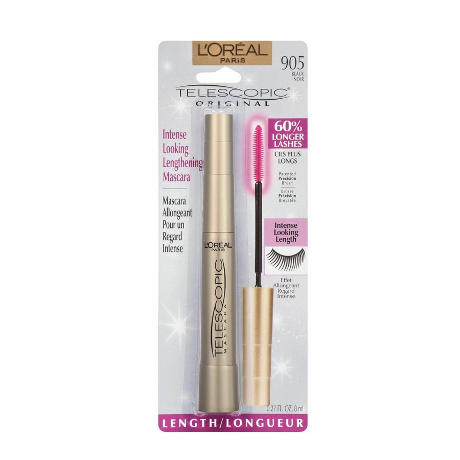 Makeup L'Oreal Paris | L'Oreal Paris Makeup Telescopic Original Lengthening Mascara, Blackest Black, 0.27 Fl Oz (1 Count)