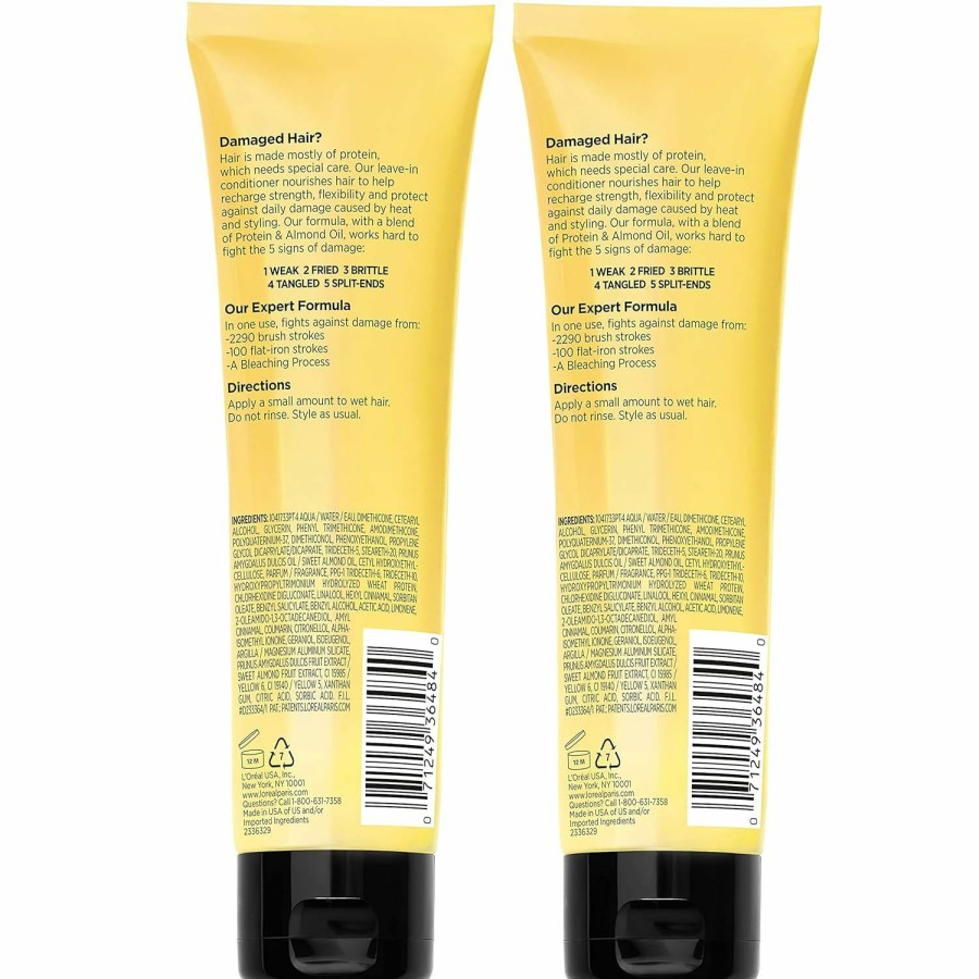 Hair Care L'Oreal Paris | L'Oreal Paris Elvive Total Repair 5 Protein Recharge Leave In Conditioner Treatment, And Heat Protectant, 2 Pack, (5.1 Ounce Each) (Packaging May Vary)