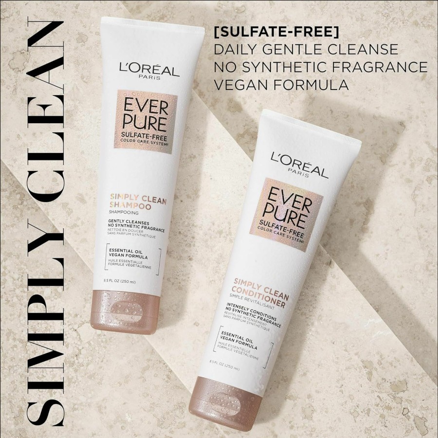 New Arrivals L'Oreal Paris | L'Oreal Paris Everpure Sulfate Free Simply Clean Shampoo, Hydrating Hair Care With Rosemary Essential Oils, 8.5 Fl Oz