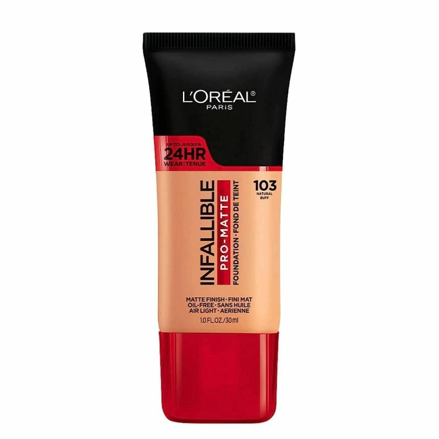 Makeup L'Oreal Paris | L'Oreal Paris K1828700 Infallible Pro-Matte Liquid Longwear Foundation Makeup, 102 Shell Beige, 1 Fl; Oz.