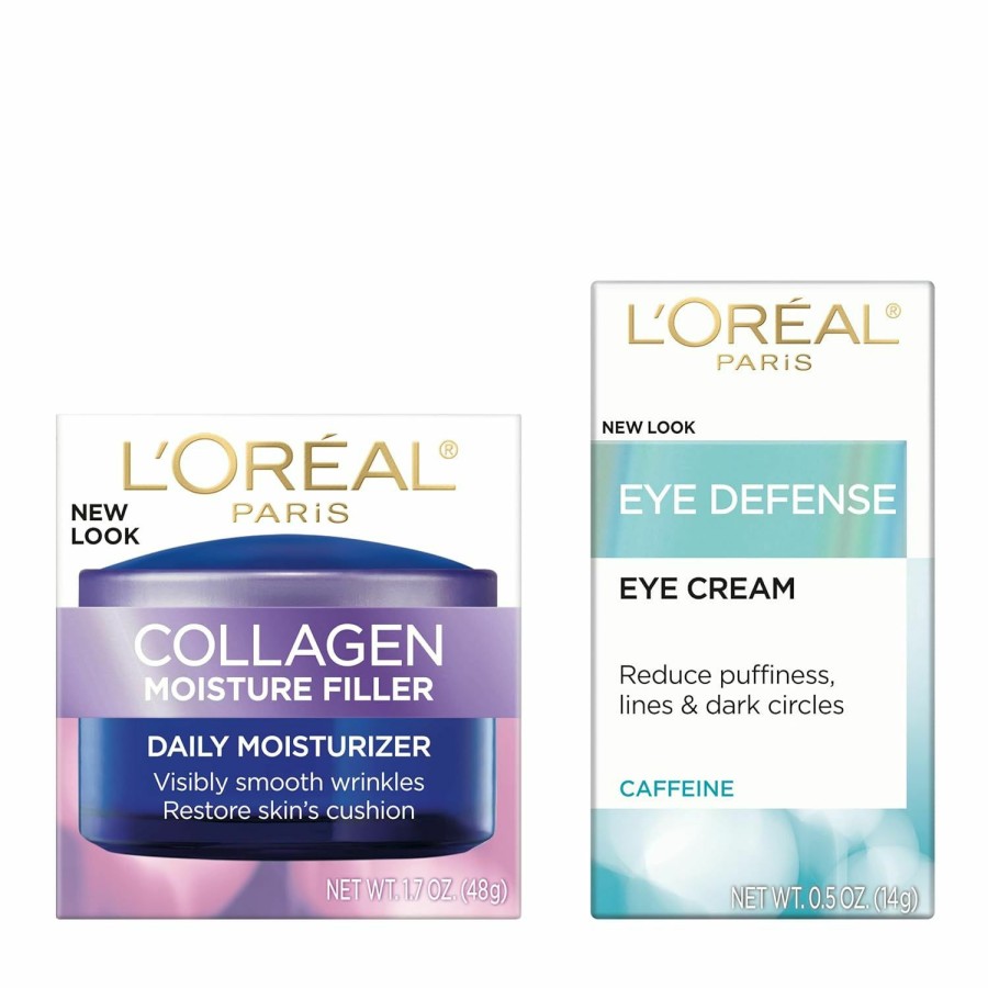 Skincare L'Oreal Paris | L'Oreal Paris Collagen Face Moisturizer Day And Night Cream, 1.7 Oz + Dermo-Expertise Eye Defense Eye Cream, 0.5 Oz