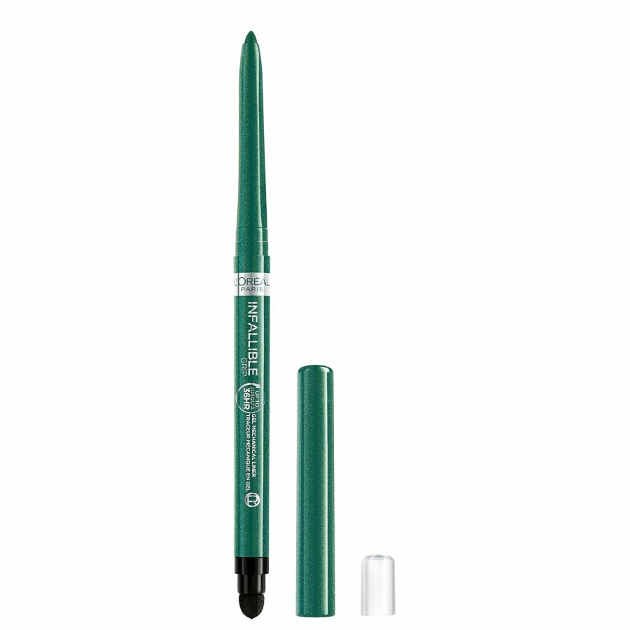 Makeup L'Oreal Paris | L'Oreal Paris Infallible Grip Mechanical Gel Eyeliner Pencil, Smudge-Resistant, Waterproof Eye Makeup With Up To 36Hr Wear, Emerald Green, 0.01 Oz