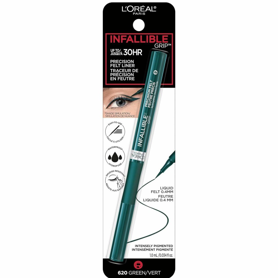 Makeup L'Oreal Paris | L'Oreal Paris Cosmetics Paris Makeup Infallible Grip Precision Felt Eyeliner, Smudge Resistant, Long Lasting Waterproof Eyeliner, Blue, Blue, 0.03 Fl Oz