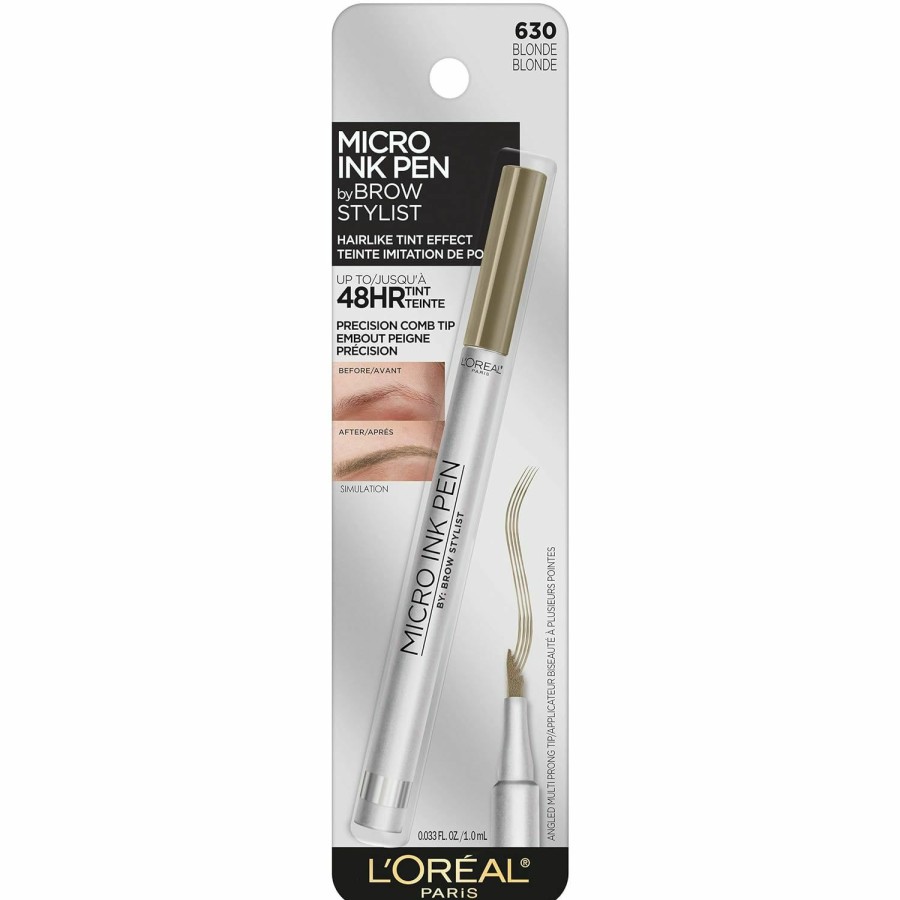 Makeup L'Oreal Paris | L'Oreal Paris Micro Ink Pen By Brow Stylist, Longwear Brow Tint, Hair-Like Effect, Up To 48Hr Wear, Precision Comb Tip, Brunette, 0.033 Fl; Oz.