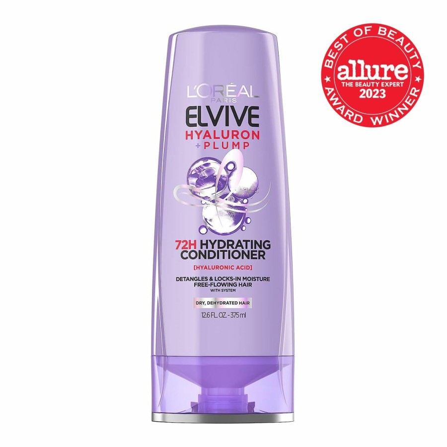 New Arrivals L'Oreal Paris | L'Oreal Paris Elvive Hyaluron Plump Hydrating Conditioner For Dehydrated, Dry Hair Infused With Hyaluronic Acid Care Complex, Paraben-Free, 12.6 Fl Oz