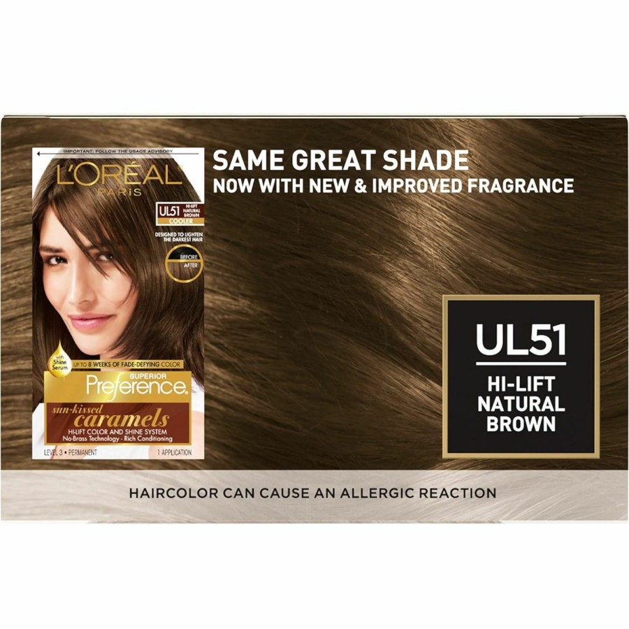 Hair Color L'Oreal Paris | L'Oreal Paris Superior Preference Fade-Defying + Shine Permanent Hair Color, Ul51 Hi-Lift Natural Brown, Pack Of 1, Hair Dye